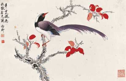 谢稚柳 辛丑（1961年）作 花鸟 镜心